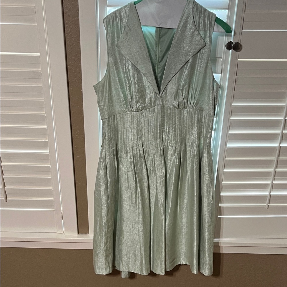 Maggy London Light Green Textured Midi Dress